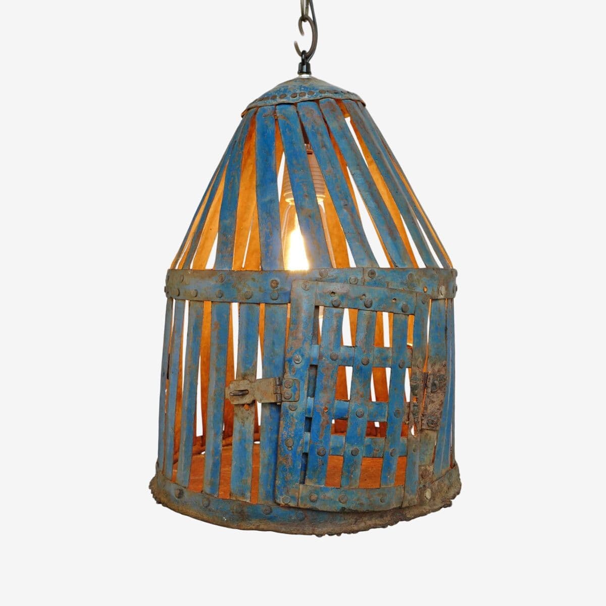 Industrial Iron Basket Cage Lantern - Image 1