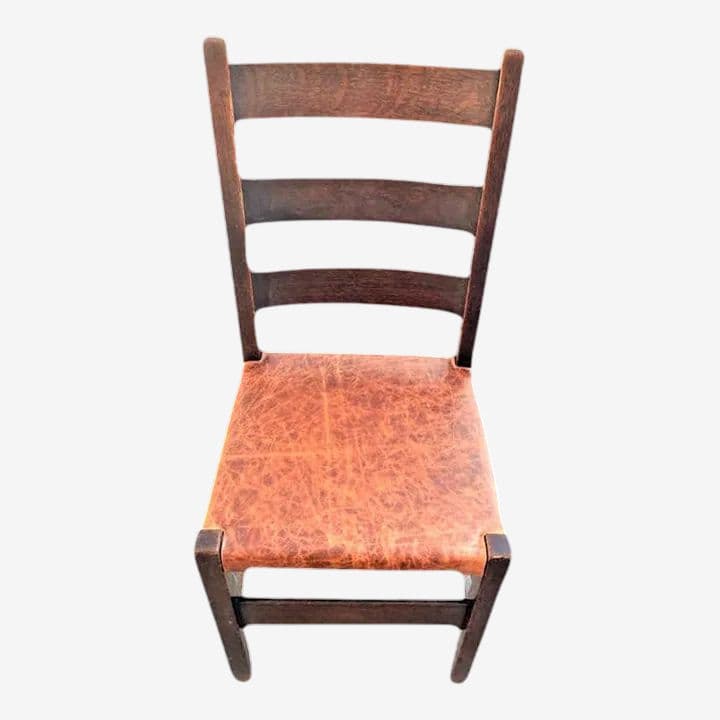 Signed Gustav Stickley Quarter Sawn Mission Oak Chair With New Leather Seat Cover - Early 20th Century - Image 1