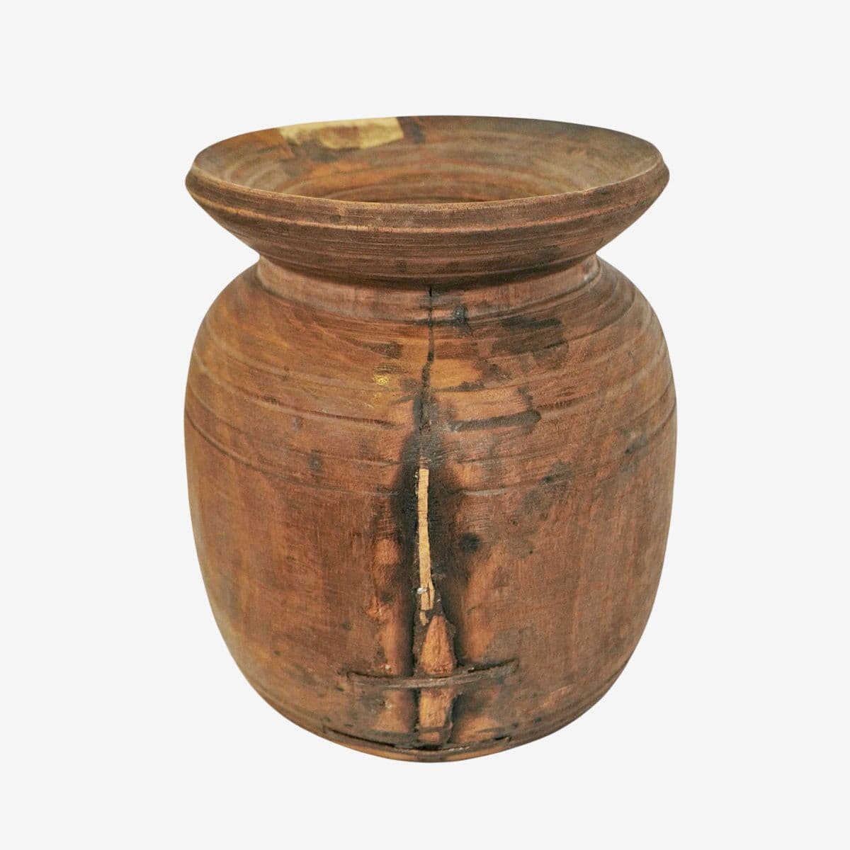 Old India Wood Pot - Image 1