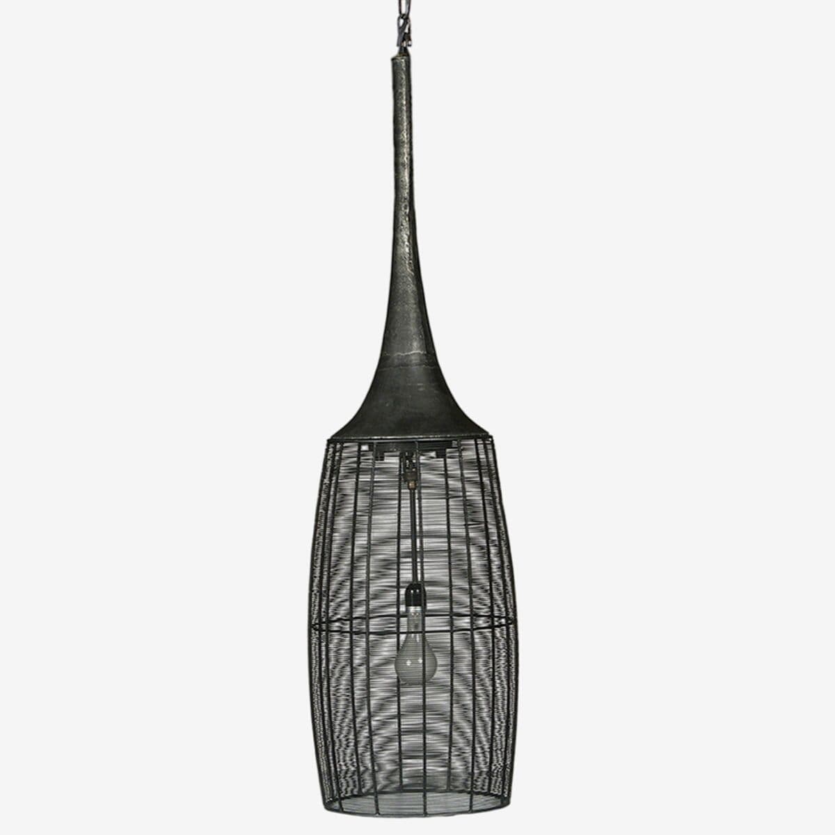 Narrow Iron & Wire Pendant Light - Image 1
