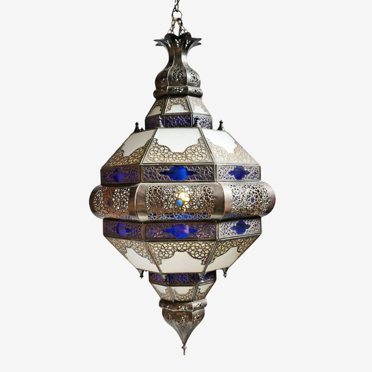 Blue & White Moroccan Pendant Light - Image 1