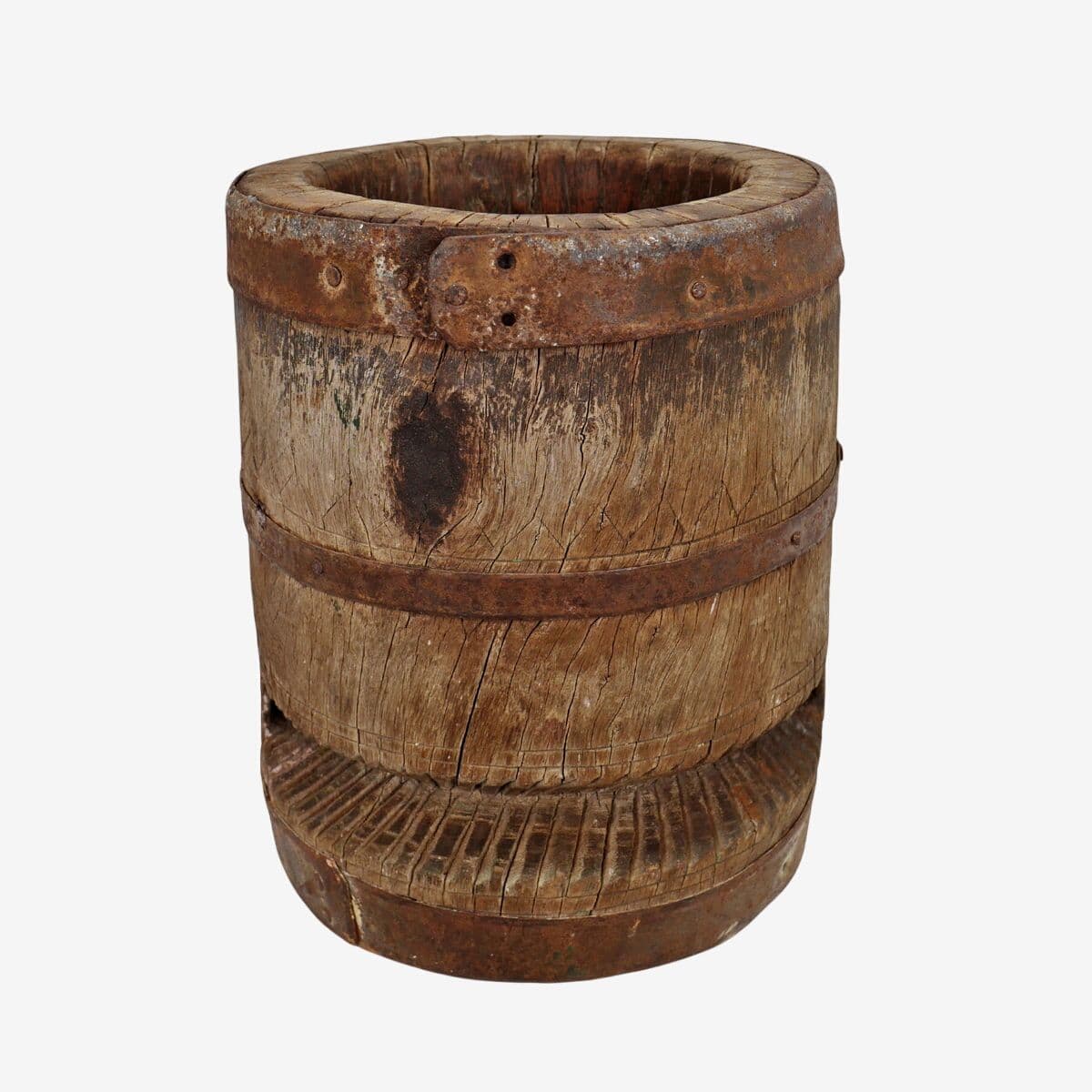 Old India Wood Pestle Pot - Image 1