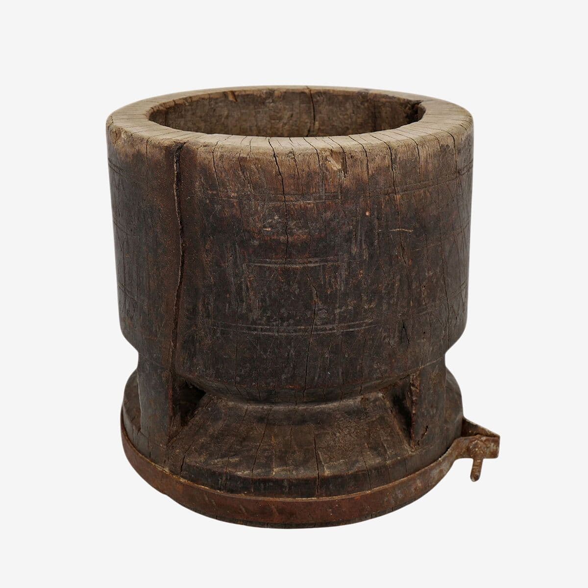 Old India Wood Pestle Pot - Image 1