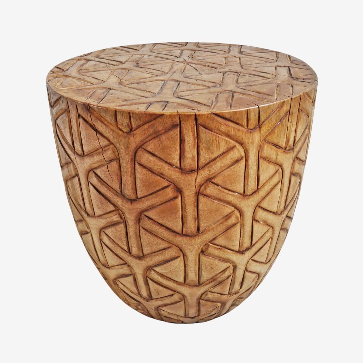 Natural Gumdrop Cane Carved Stool - Image 1