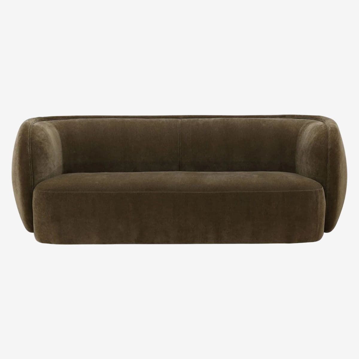 Deep Olive Minimalist Velvet Sofa - Image 1