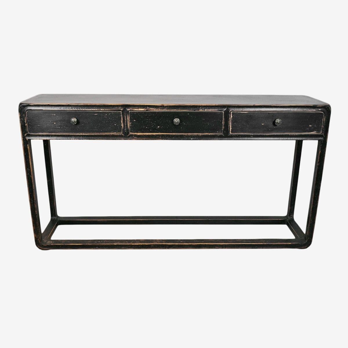 Black 3 Drawer Peking Console Table - Image 1