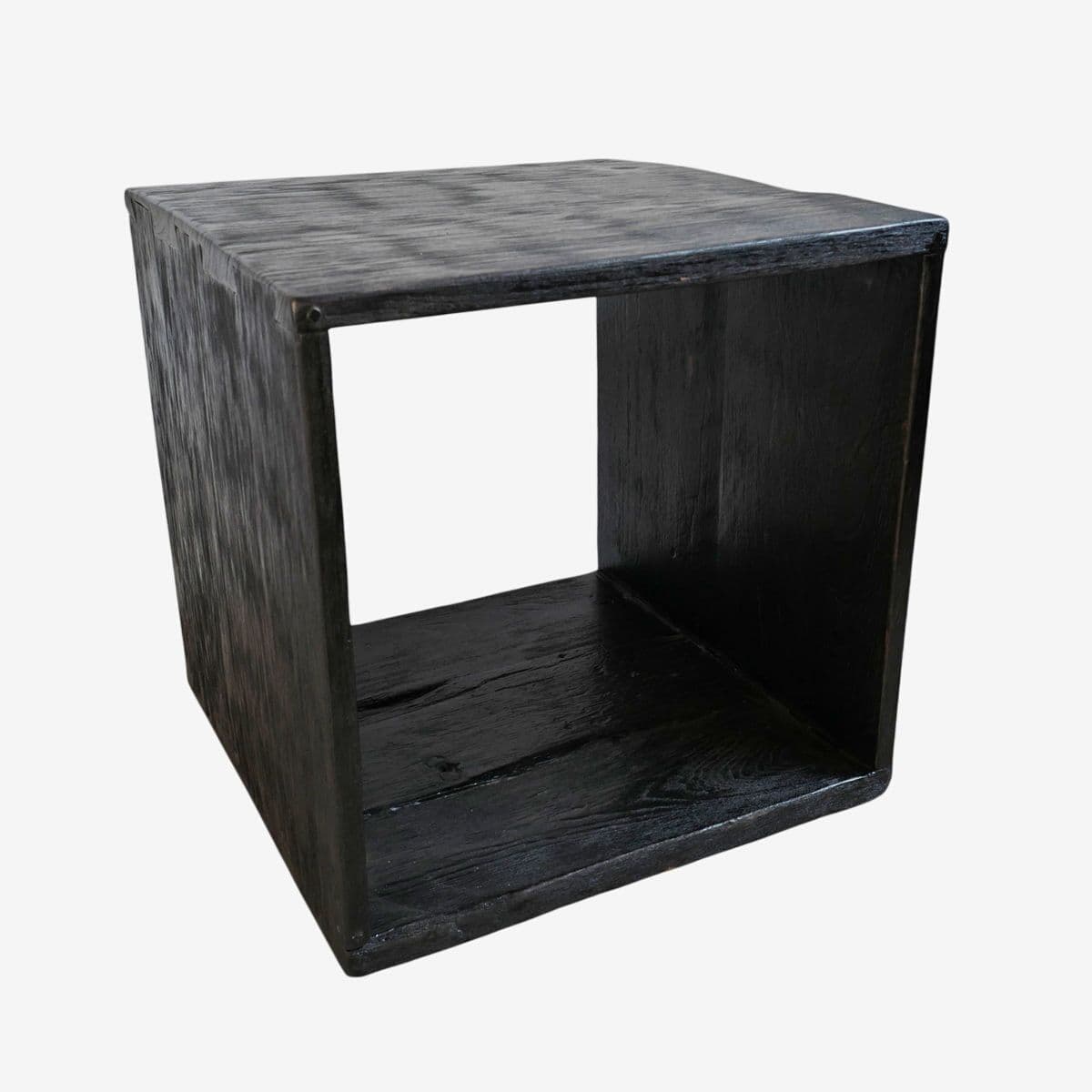 Ebony Teak Box Side Table - Image 1