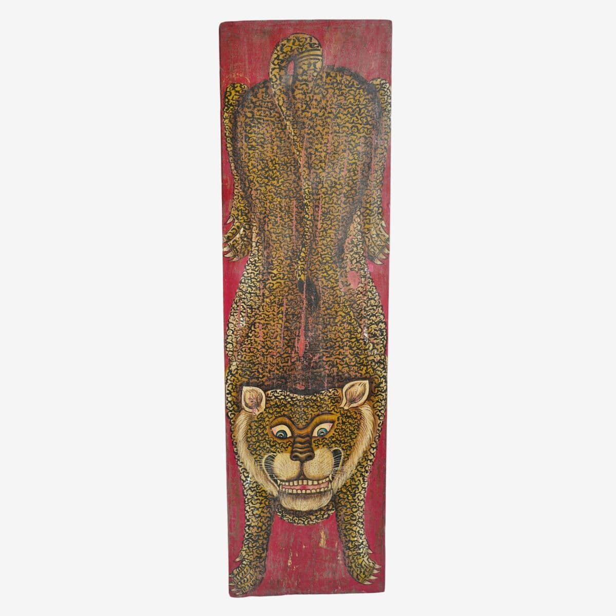 Vintage Painted Wood Leopard Panel - Image 1