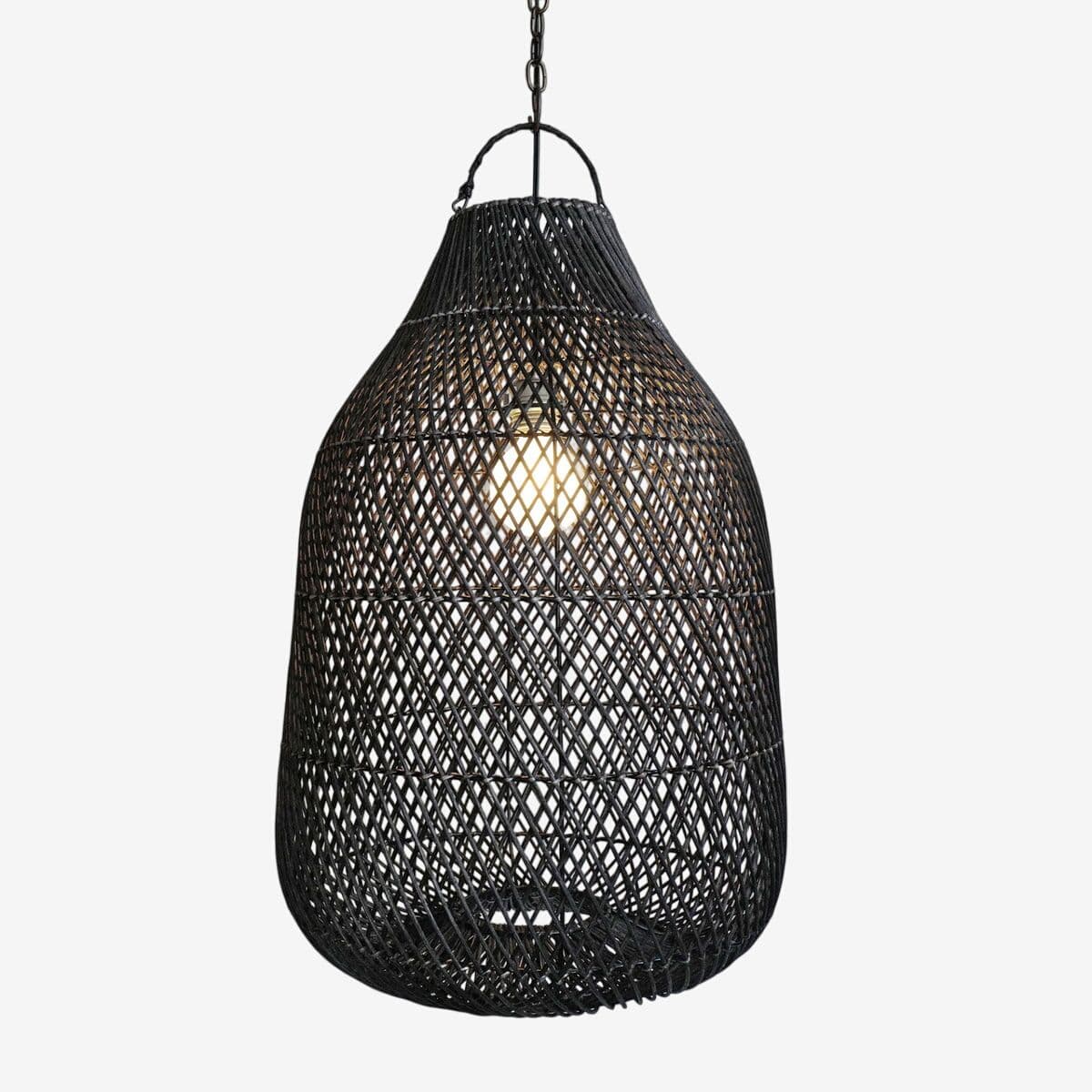 Black Wicker Bottle Lantern Medium - Image 1