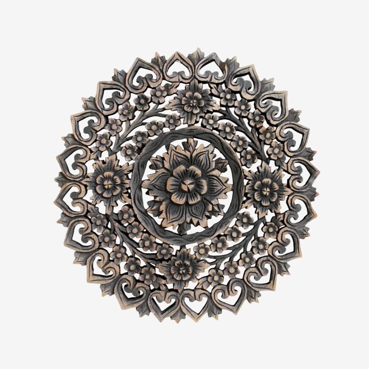 Antique Burn Carved Medallion Panel 18 - Image 1