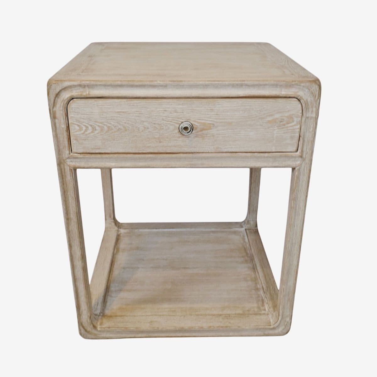 Salvaged Washed Elm Bedside Table - Image 1