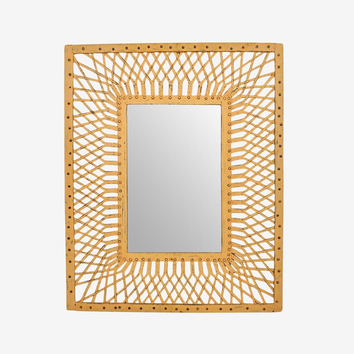 Vintage Peach Iron Work Mirror - Image 1