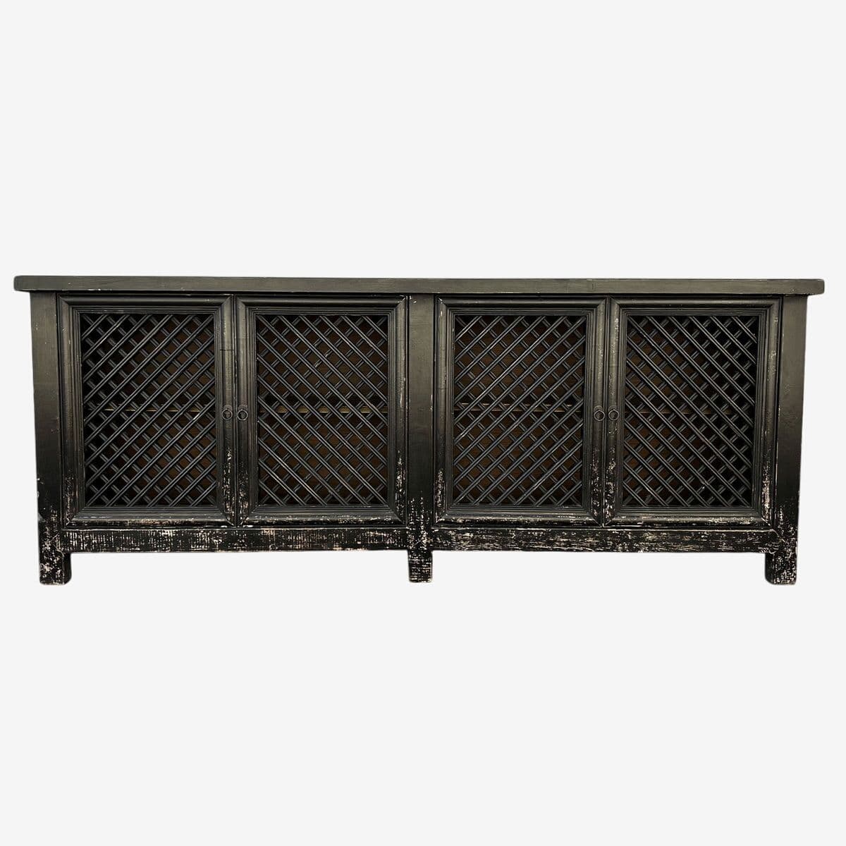 Black Large Lattice 4-Door Sideboard - Image 1