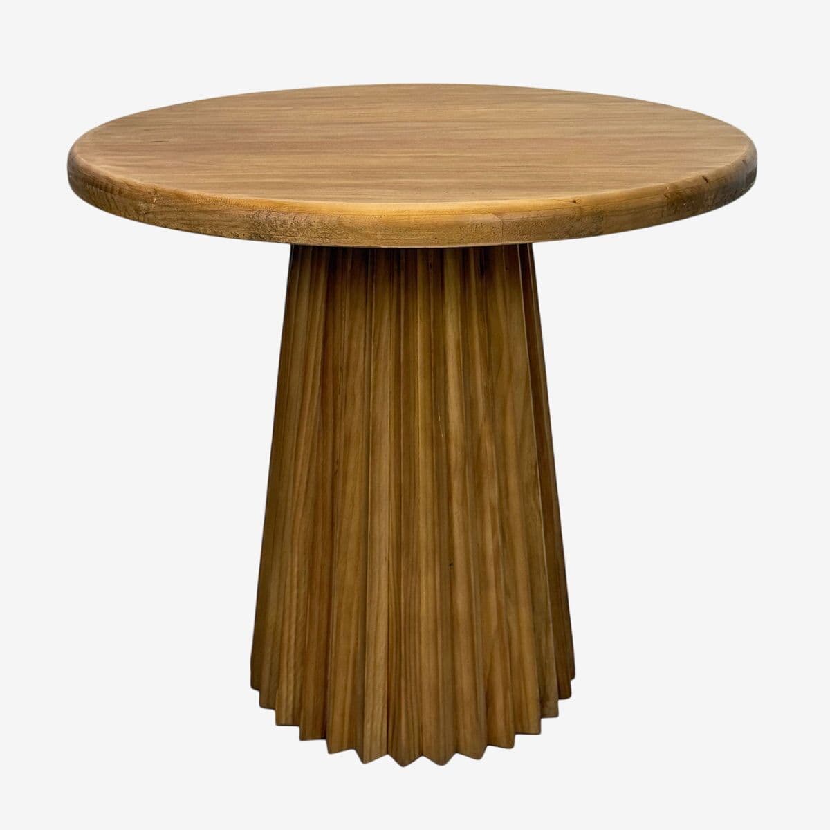 Round Fluted Wood Side Table - Image 1