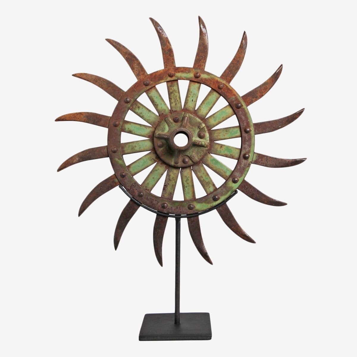 Vintage Iron Farm Tiller on Stand - Image 1