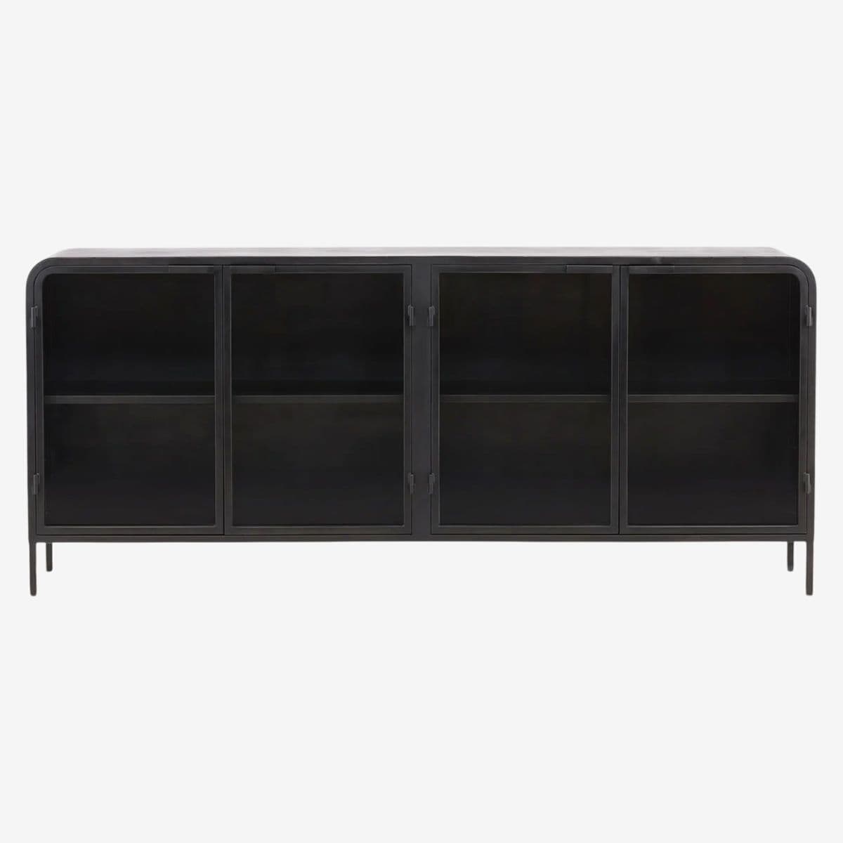Rounded Black Iron & Glass Buffet - Image 1