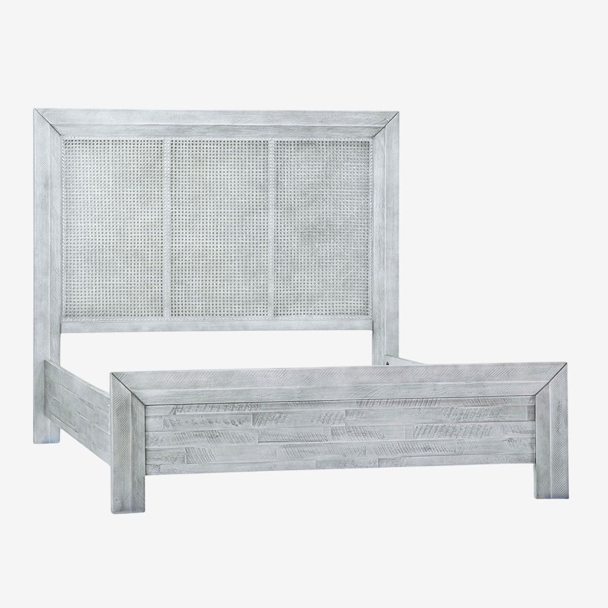 Geneva Grey Wood & Cane Queen Bed - Image 1