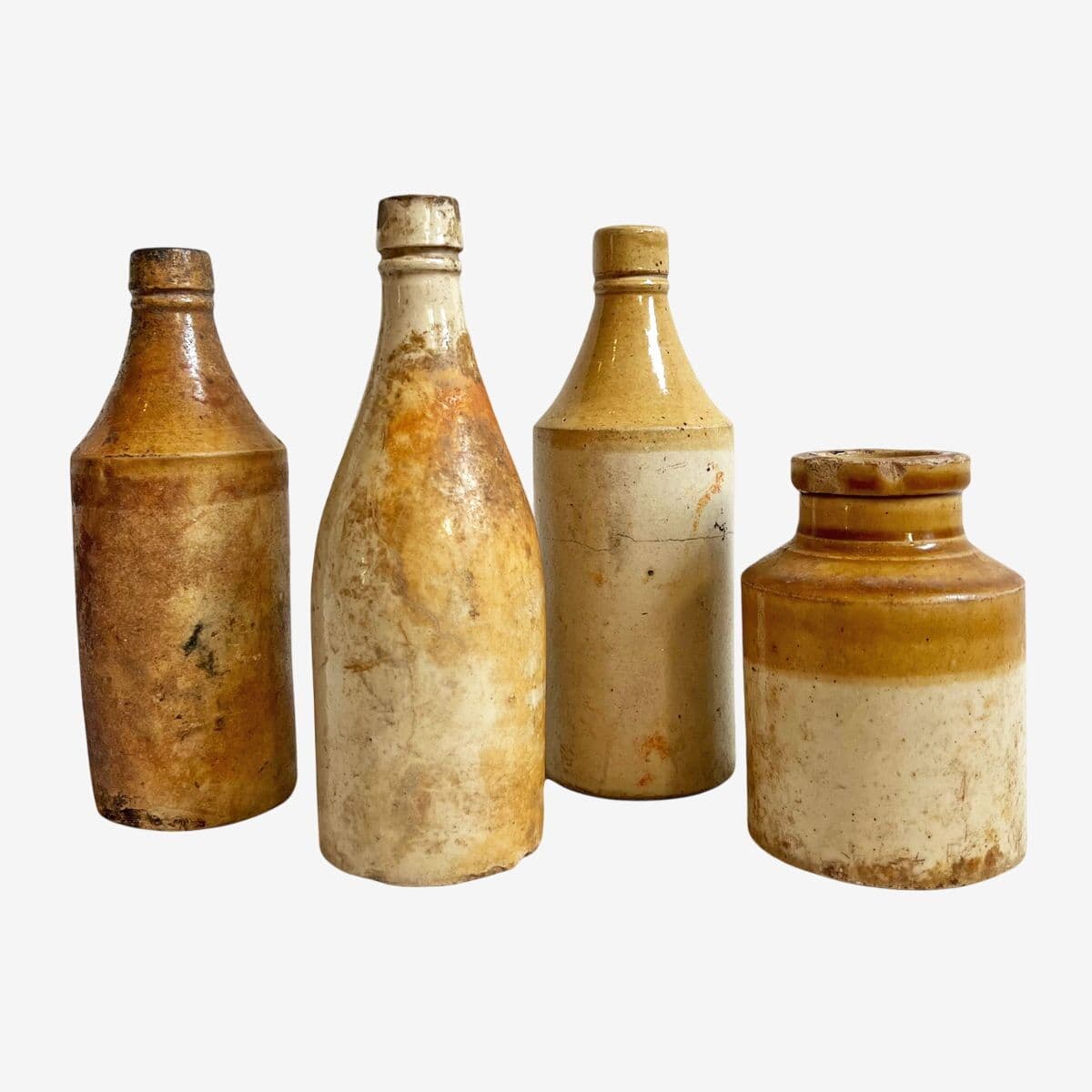 Set of 4 German Antique Shipwreck Earthware Bottles - Image 1