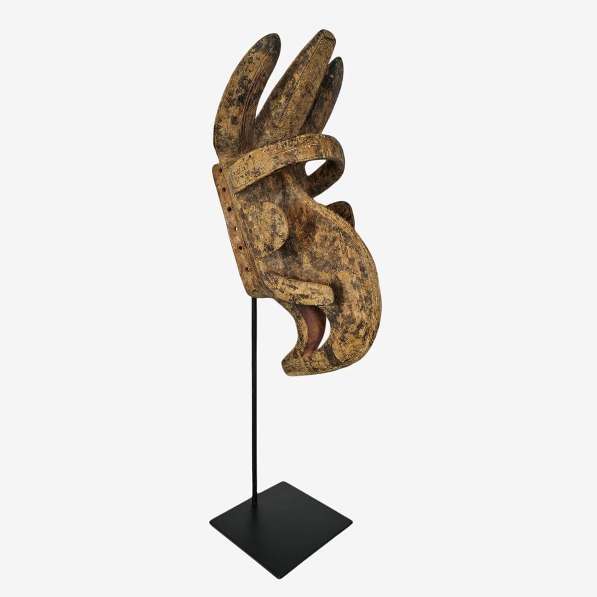 Old Grebo Bird Mask on Stand - Image 1