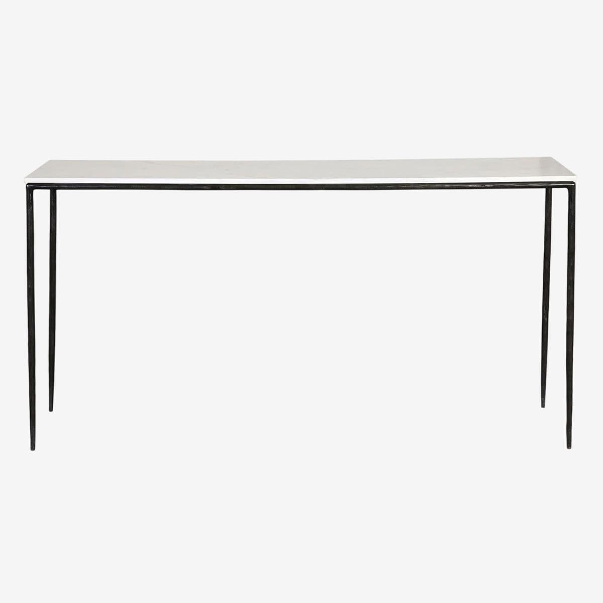 Simple White Marble & Iron Console - Image 1