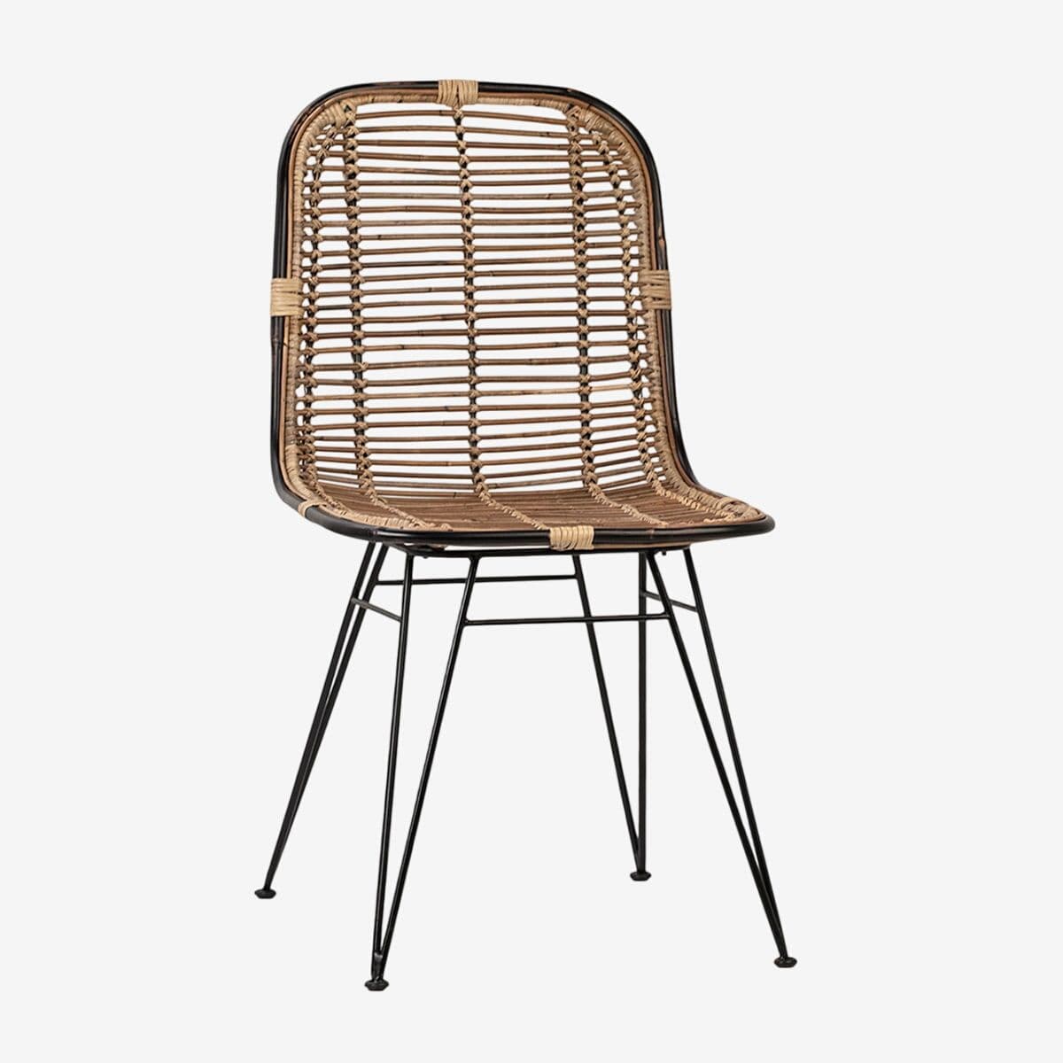 Rattan & Black Dining Chair - Image 1