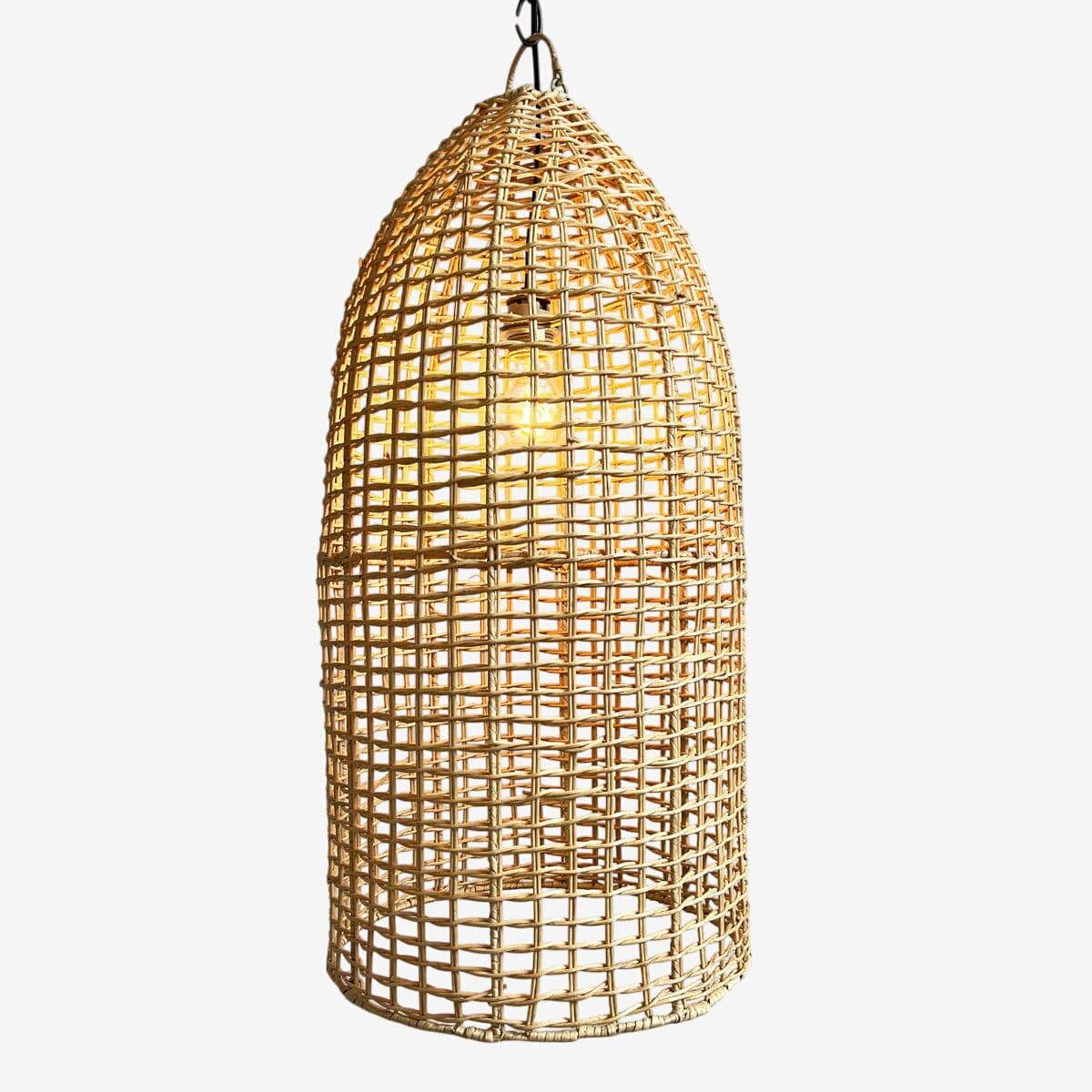 Rattan Basket Bottle Pendant Light - Image 1