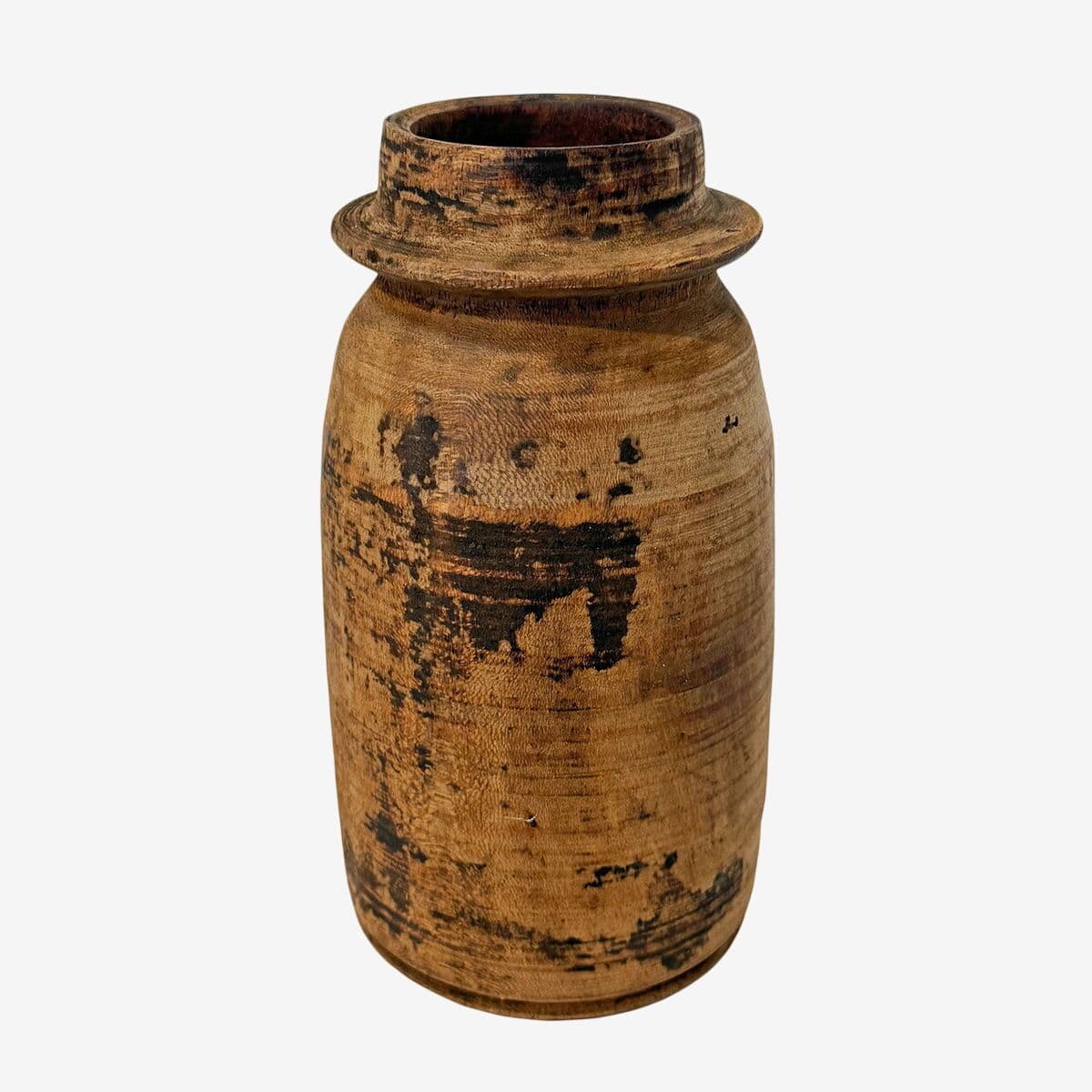 Vintage India Wood Water Pot - Image 1
