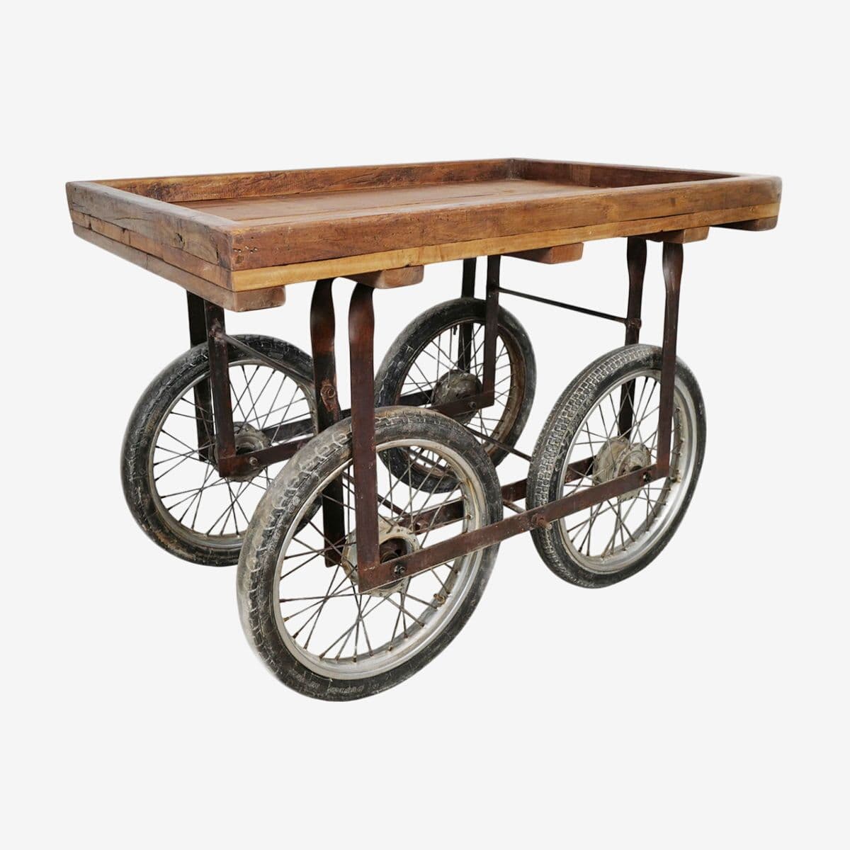 Vintage Motorbike Wheel Cart - Image 1