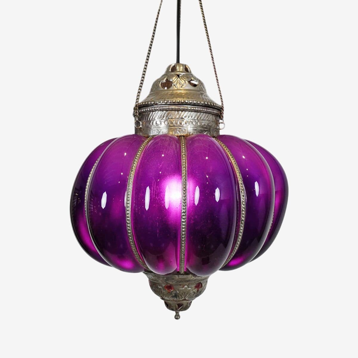 Vintage Purple Pumpkin Lantern Large - Image 1
