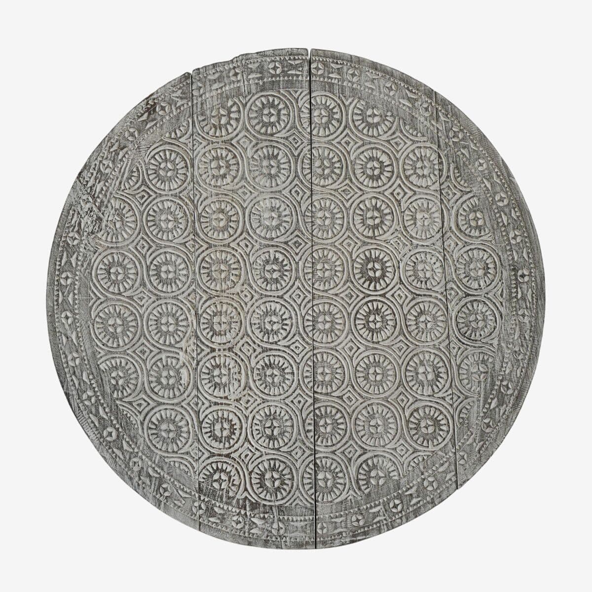 Round Toraja Carved Wood Panel - Image 1
