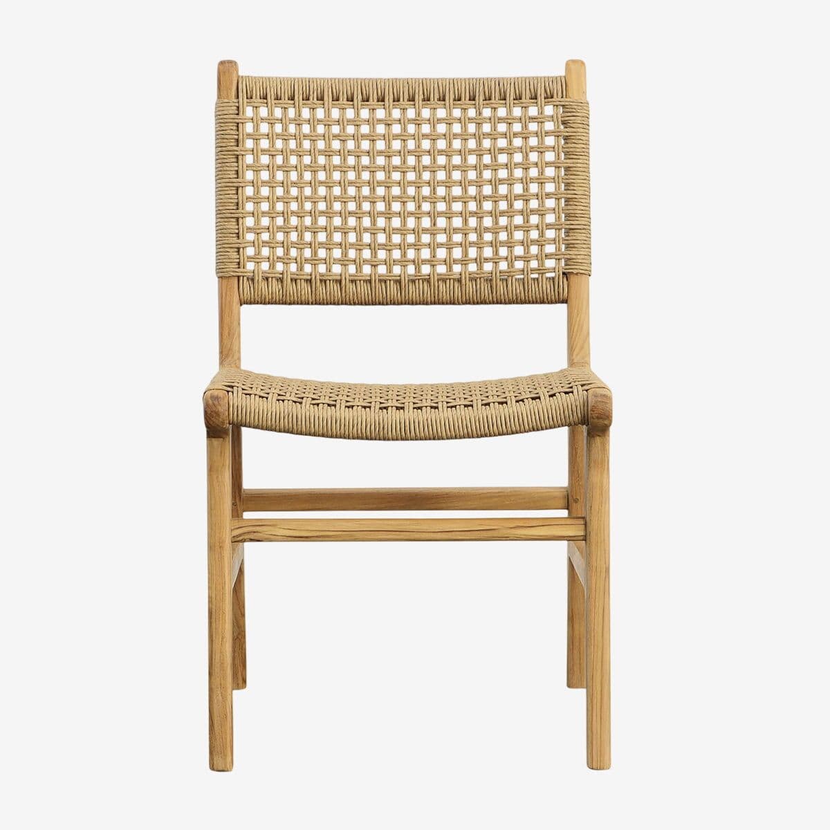 Faux Wicker Lattice & Teak Outdoor Dining Chair - Image 1