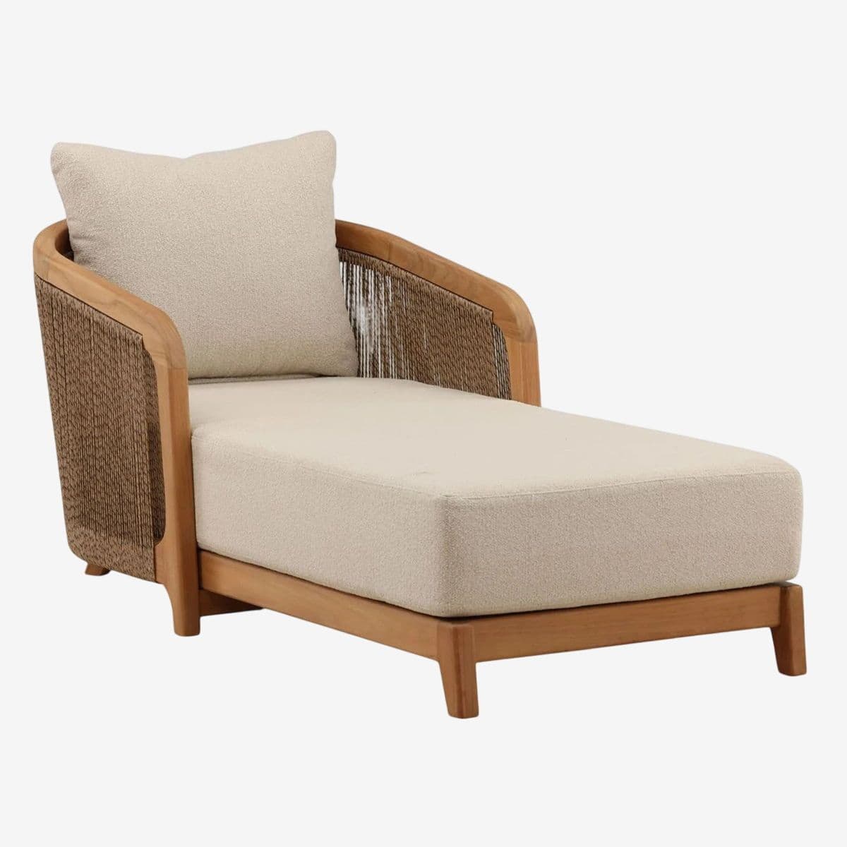 Rope Wrapped Teak Outdoor Chaise - Image 1