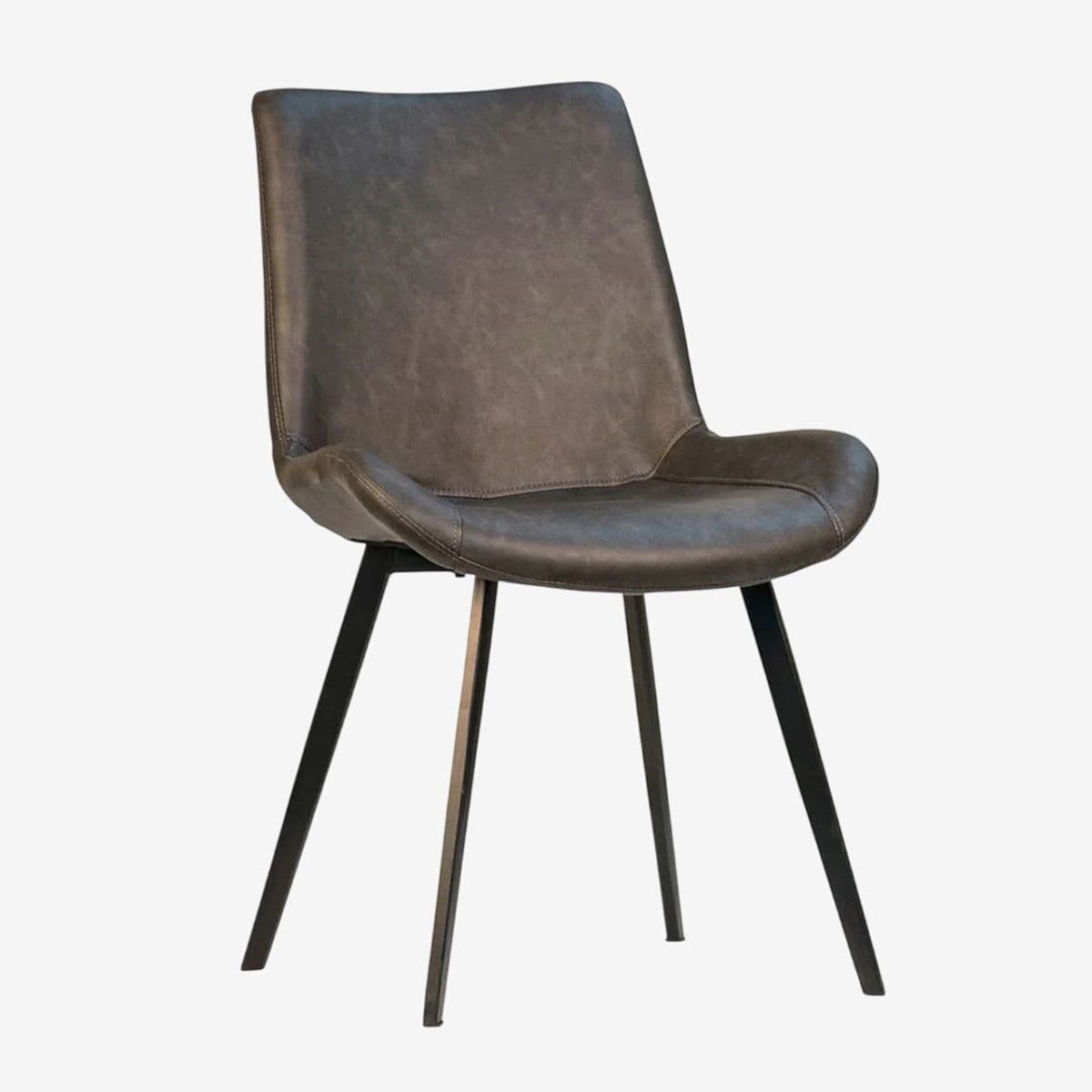 Modern Aged Grey Leather Dining Chair - Image 1
