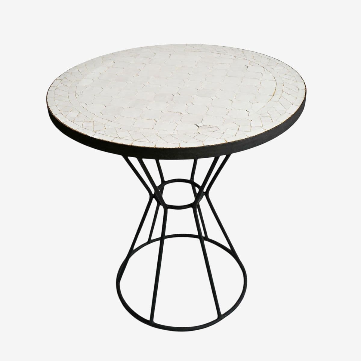 Outdoor White Mosaic Round Bistro Table - Image 1