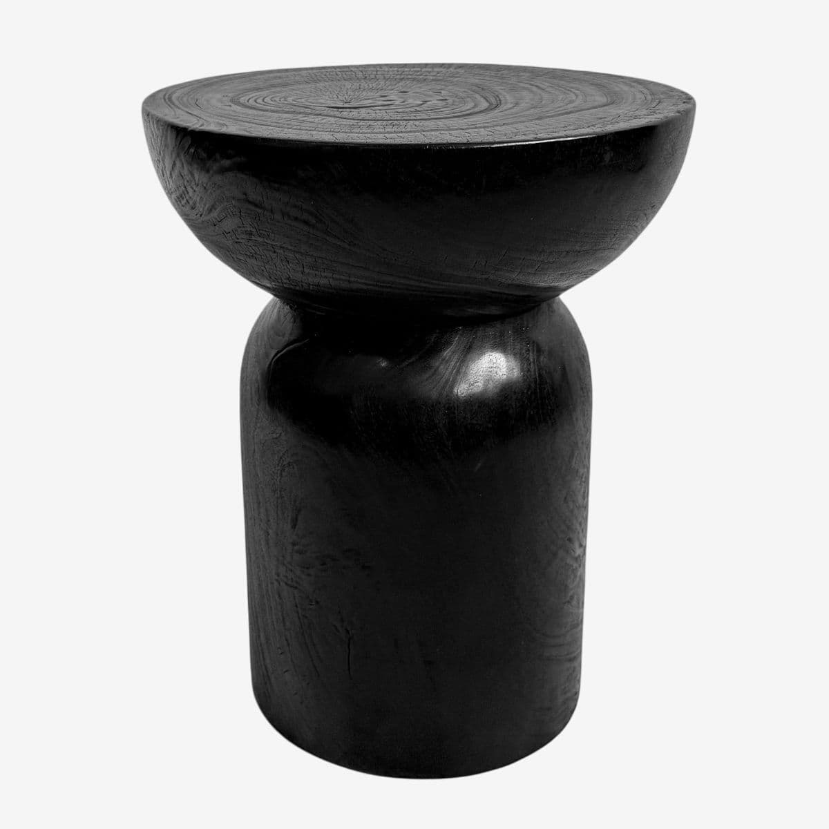 Black Wood Cork Stool Side Table - Image 1