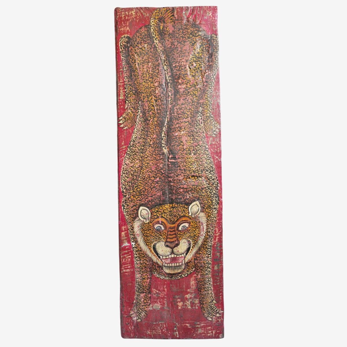 Vintage Painted Red Leopard Panel - Image 1