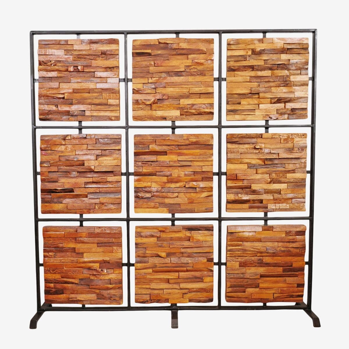 Salvaged Teak & Iron Screen - Image 1