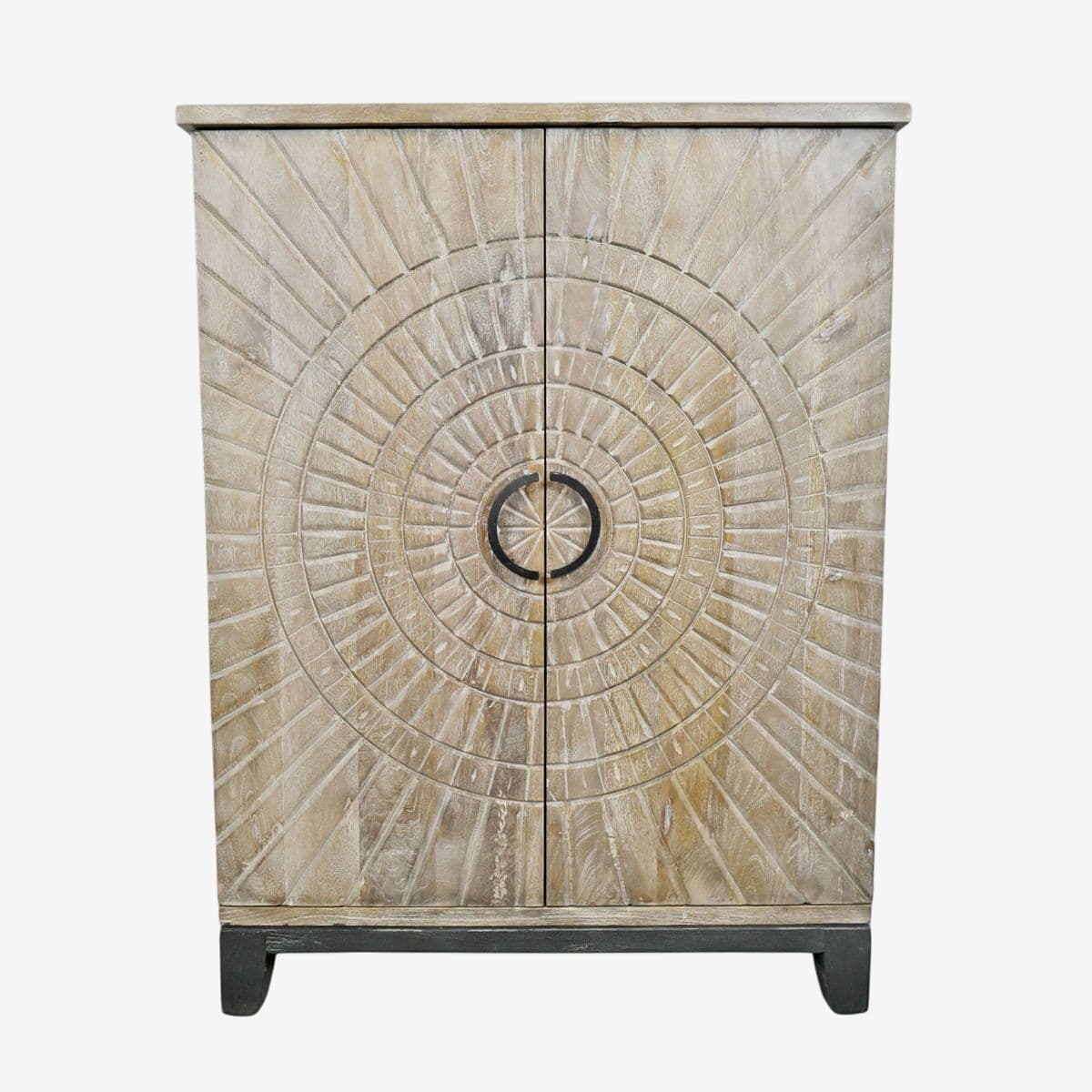 Washed Medallion Bar Cabinet - Image 1