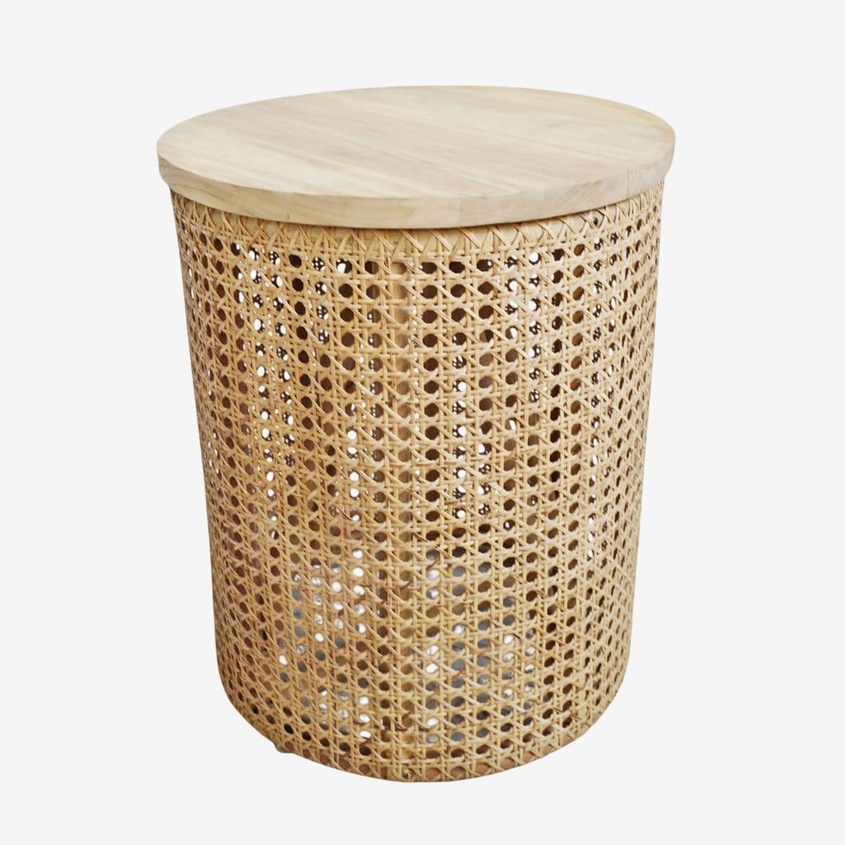Bahama Cane & Teak Side Table - Image 1