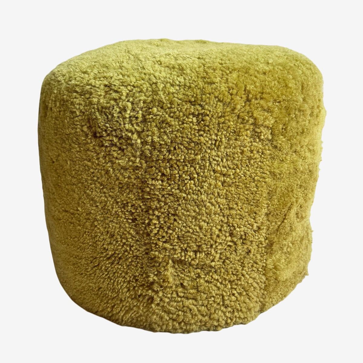 Honey Lime Shearling Wool Pouf - Image 1