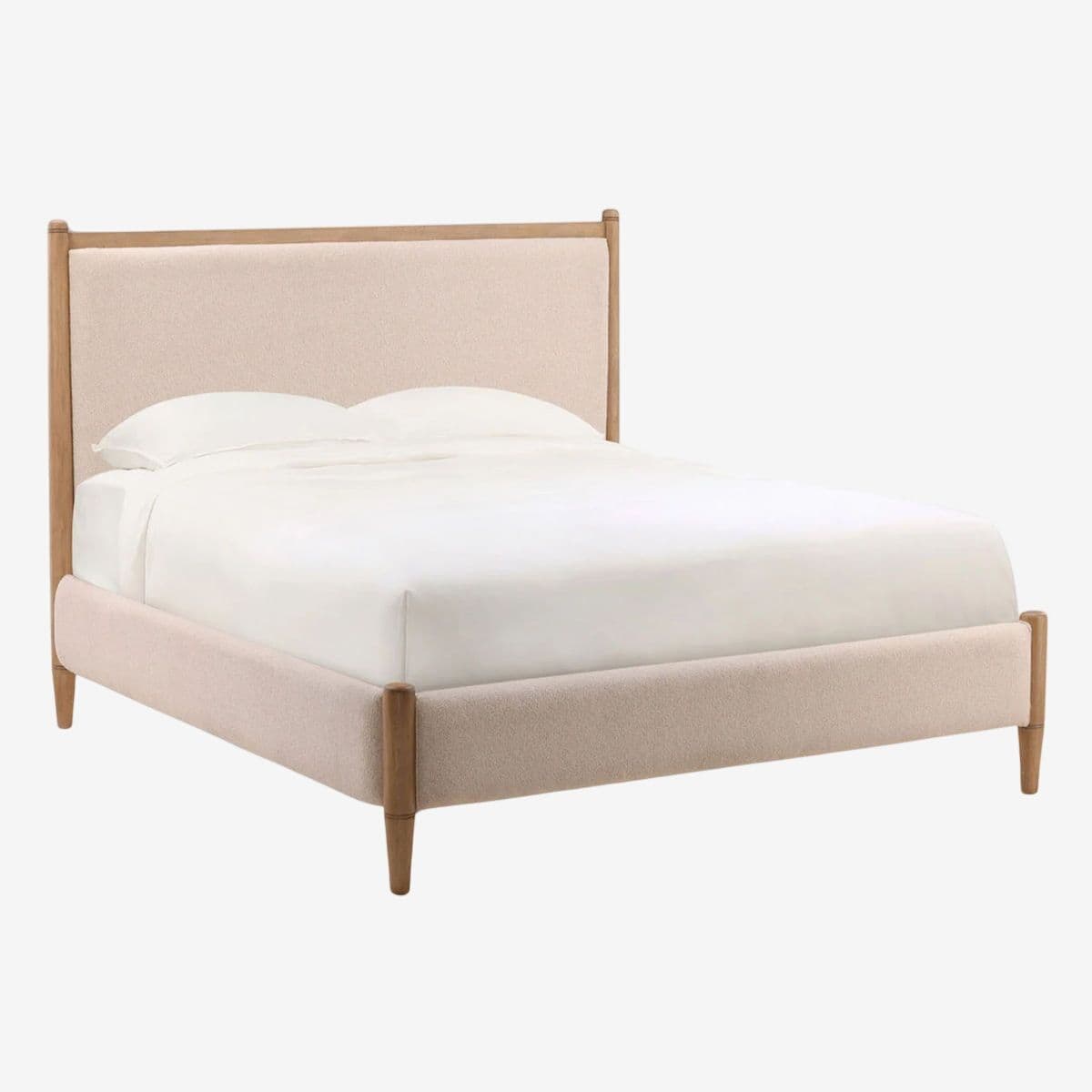 Cream Boucle Queen Bed - Image 1