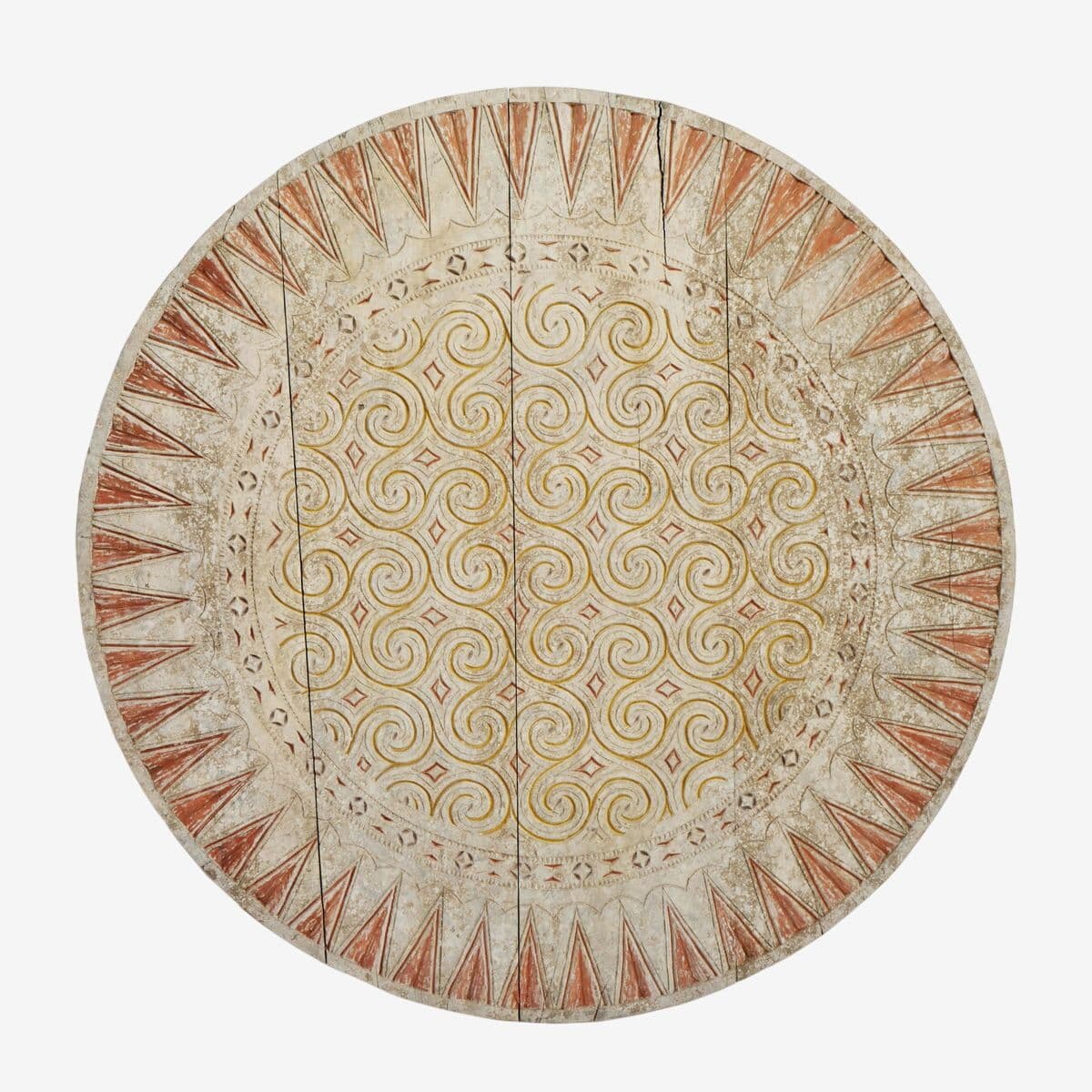 Round Toraja Wood Carved Panel - Image 1