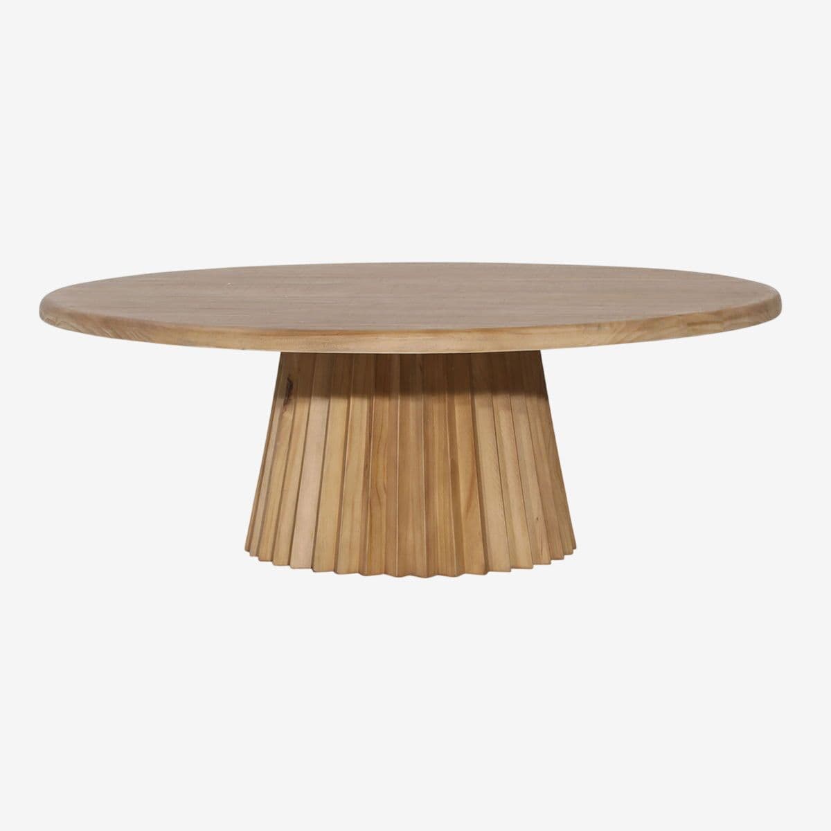 Natural Wood Fluted Round Coffee Table - Image 1