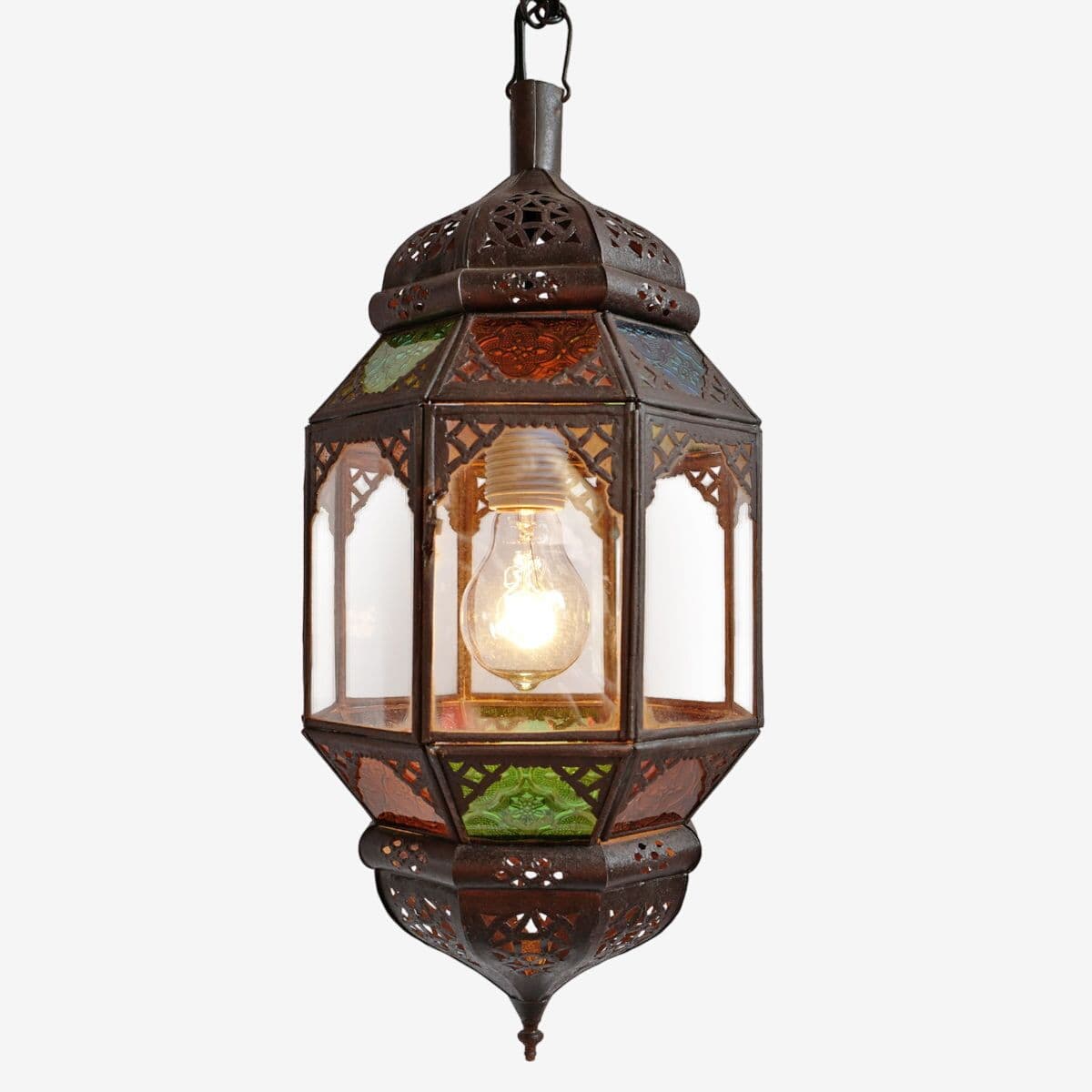 Multi Color Glass Moroccan Lantern - Image 1