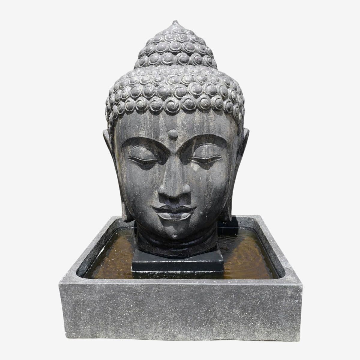 Cast Faux Stone Buddha Head Fountain - Image 1