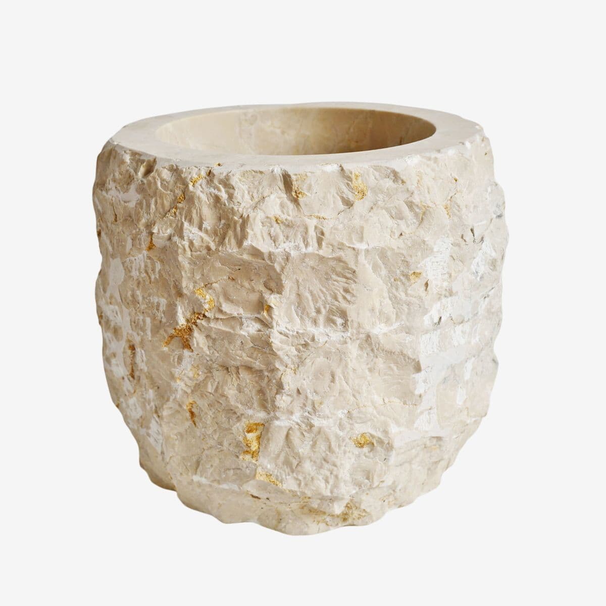 Chiseled Travertine Container Medium - Image 1