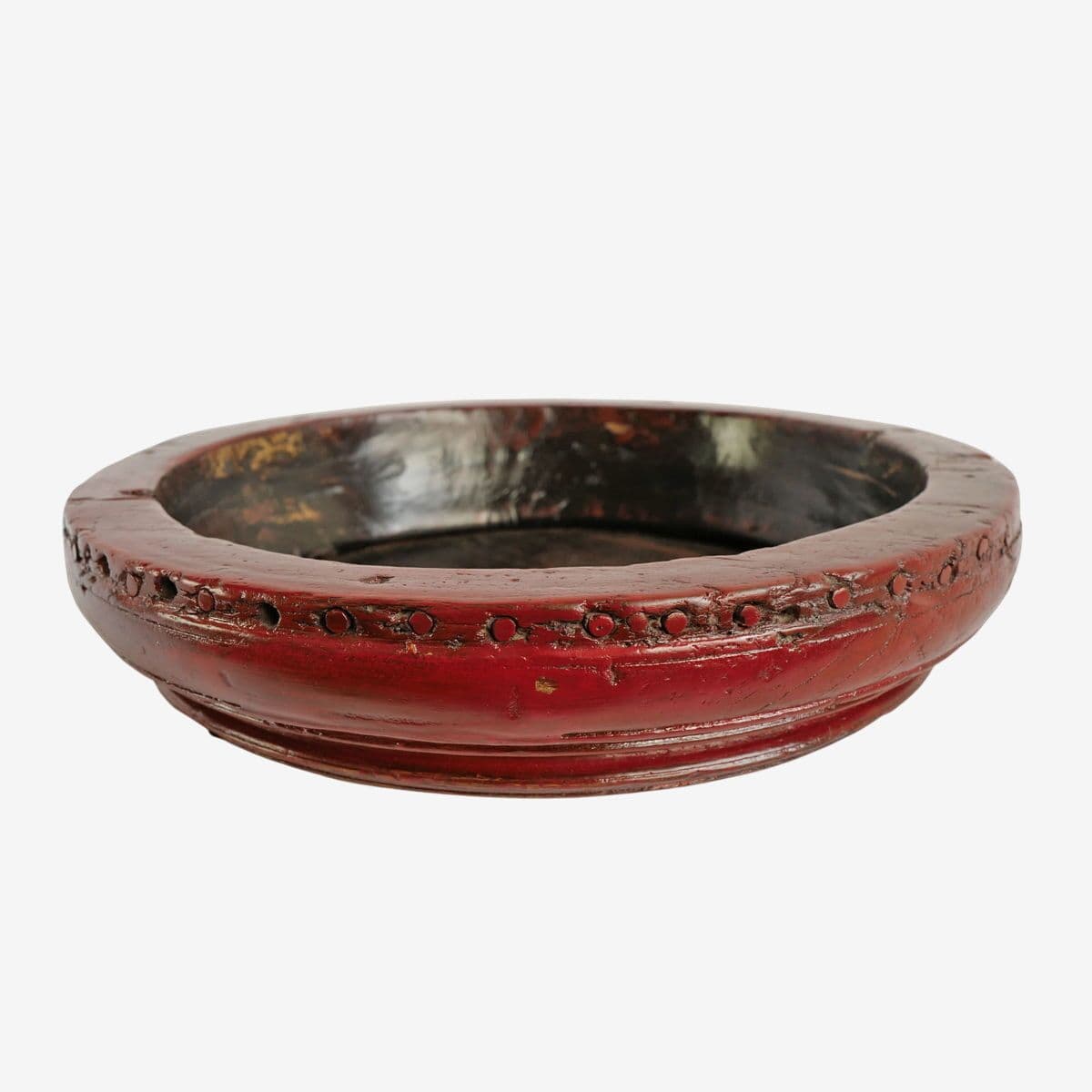 Old Javanese Tambourine Wood Bowl - Image 1