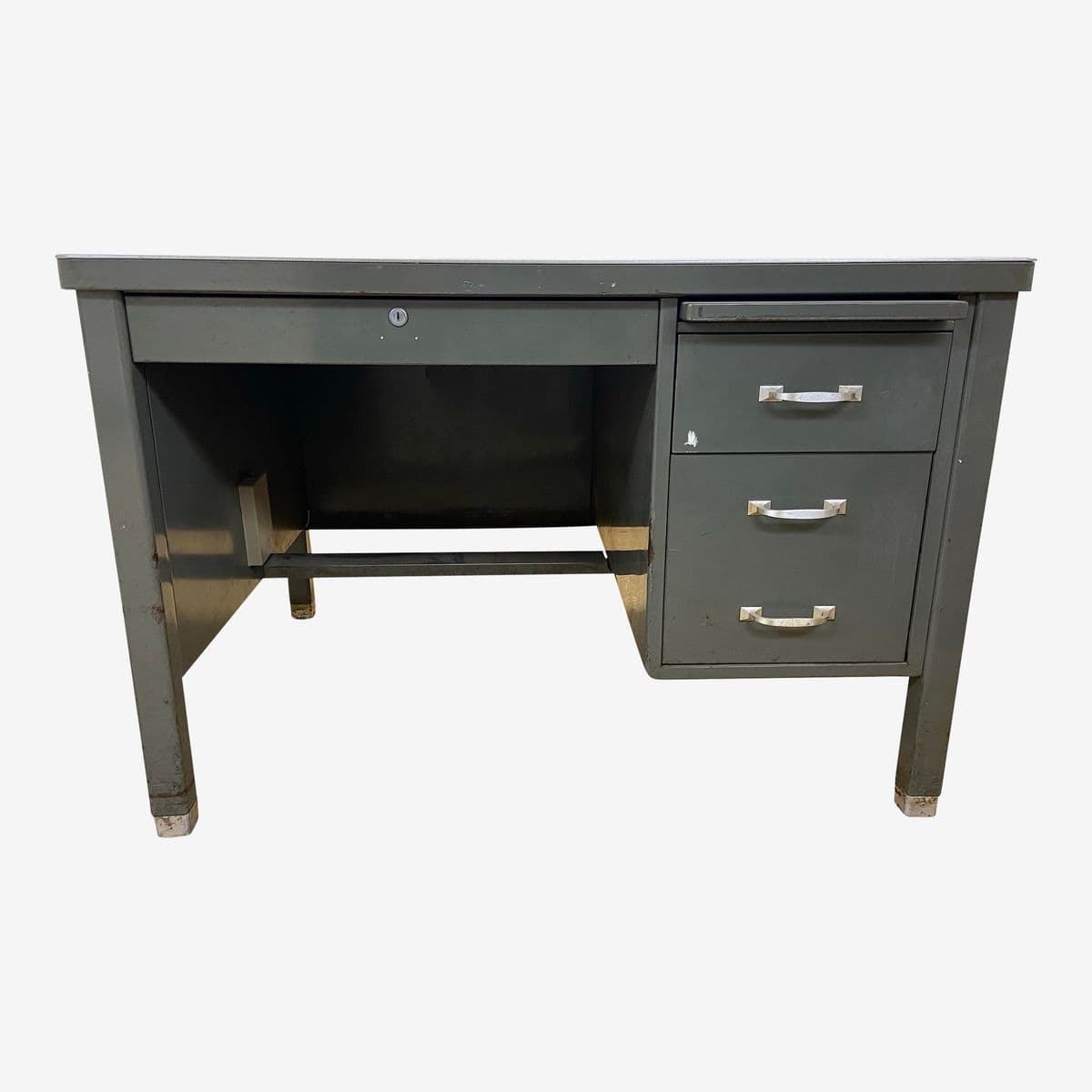 1940s Vintage Mid Century Modern Metal Tanker Desk - Image 1