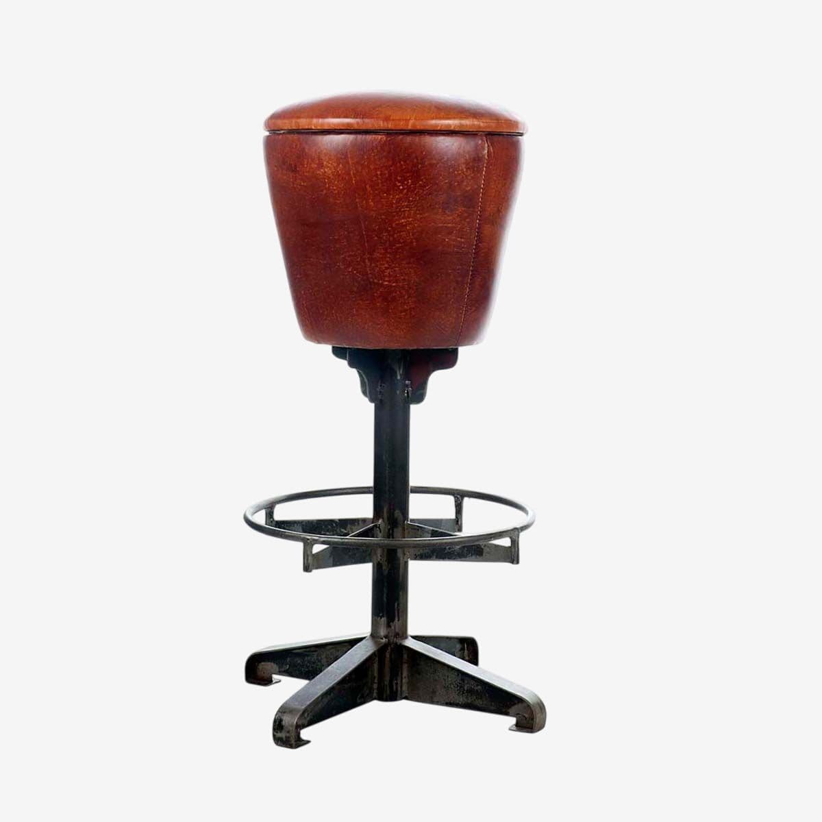 Retro Chestnut Leather Bar Stool - Image 1