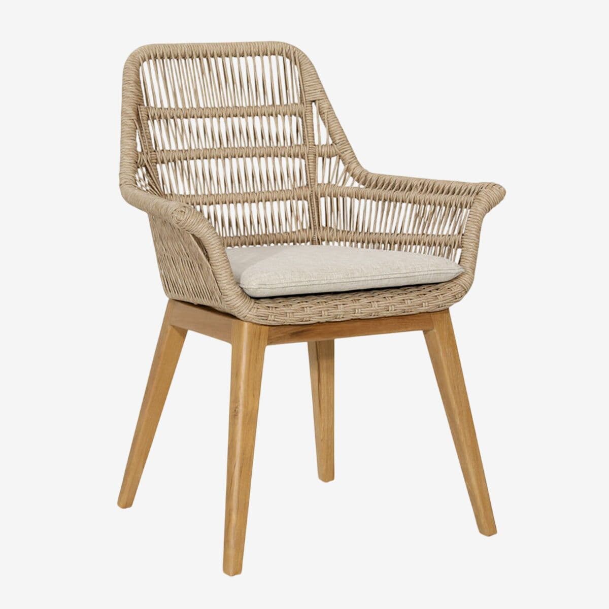 Faux Rattan & Teak Outdoor Dining Chair - Image 1